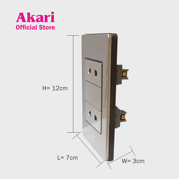 Akari 2 Gang Universal Socket, 16A,250V (Steel) (AWS-201)