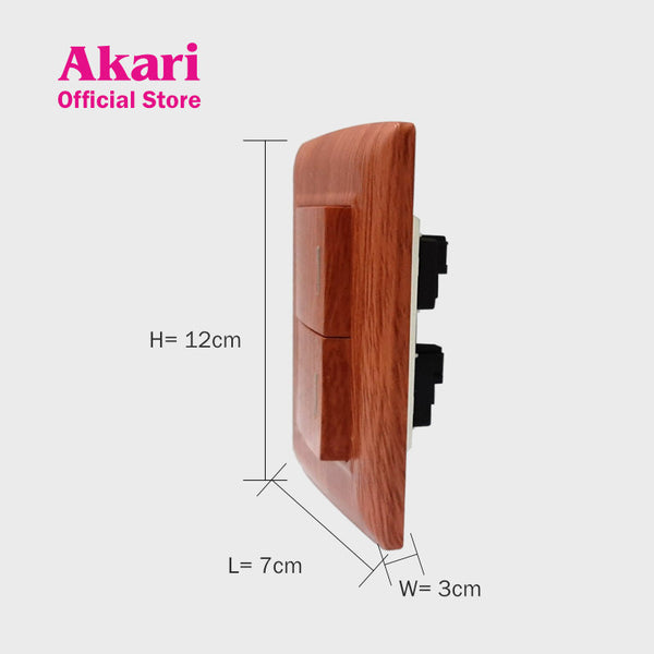 Akari 2 Gang 1 Way Switch - Wooden (AWD-102WI)