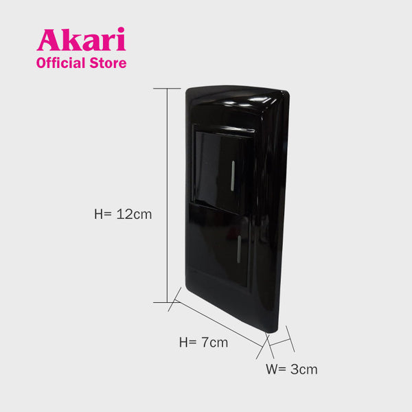 Akari 2 Gang 1 Way Switch - Black (AWD-102BI)