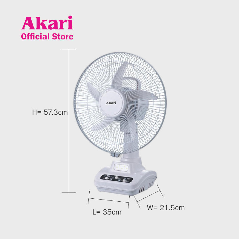 Akari 12" 20W Rechargeable Oscillating Fan (ARF-5313F)