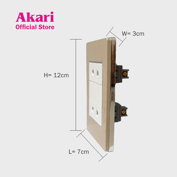 Akari 2 Gang Universal Socket - Aluminum (AWA-201)