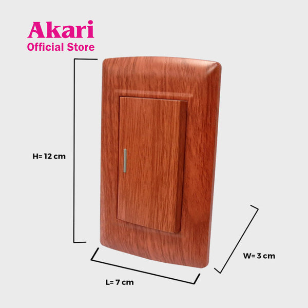 Akari 1 Gang 1 Way Switch - Wooden (AWD-101WI)