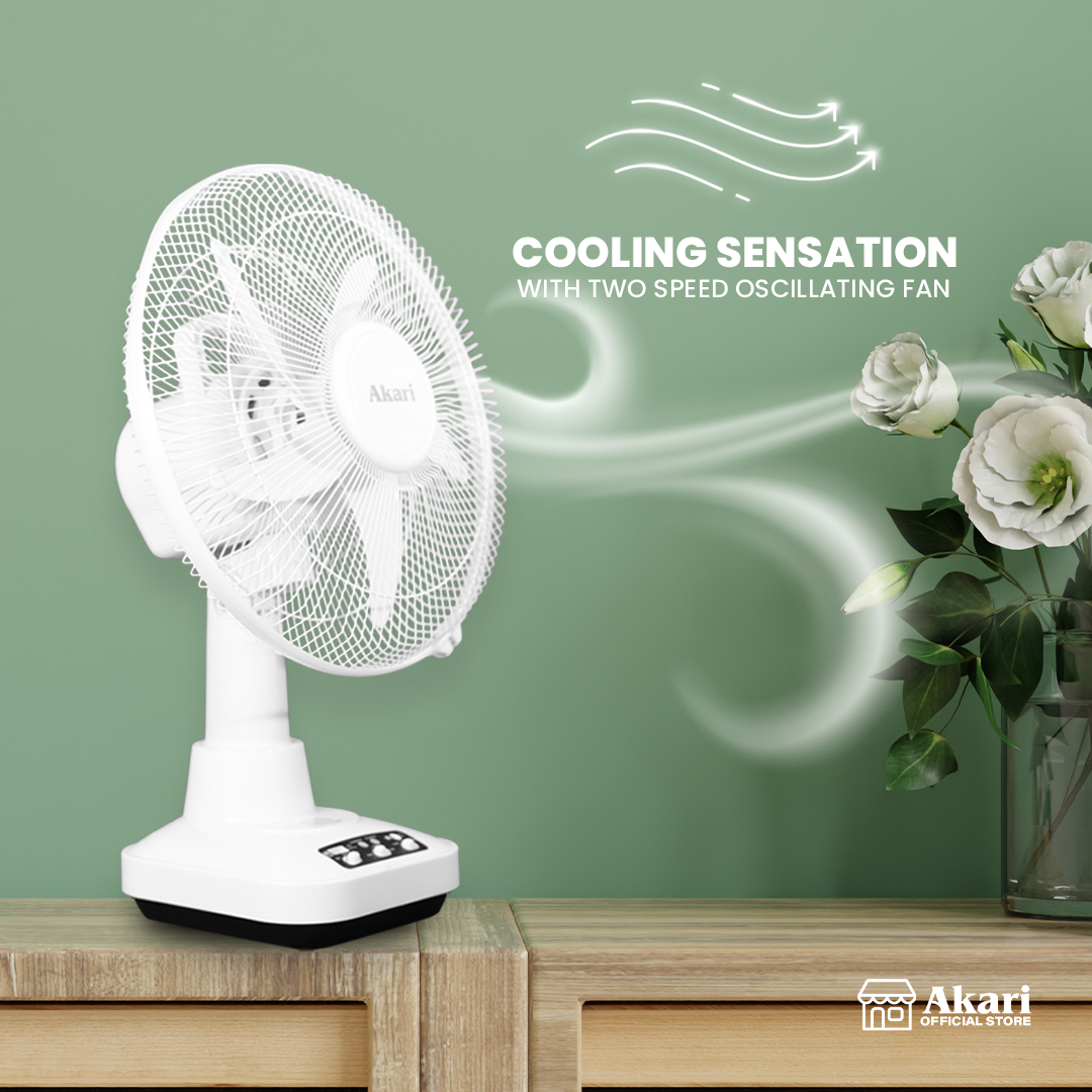 Akari 12" 20W Rechargeable Oscillating Fan (ARF-5313F)
