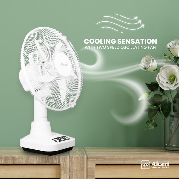 Akari 12" 20W Rechargeable Oscillating Fan (ARF-5313F)