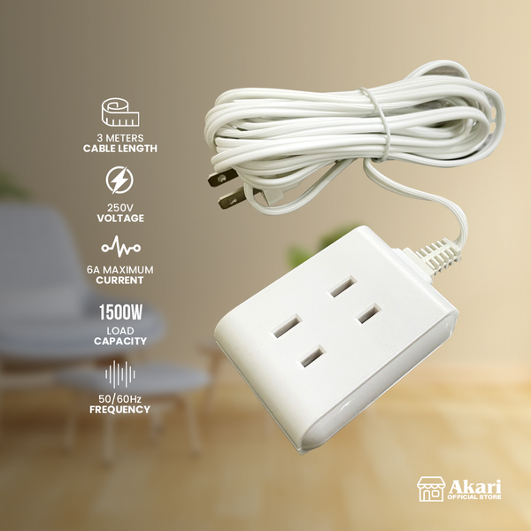 Akari 2 Gang Extension Cord with 3 Meters Cable (AEC-8802N)
