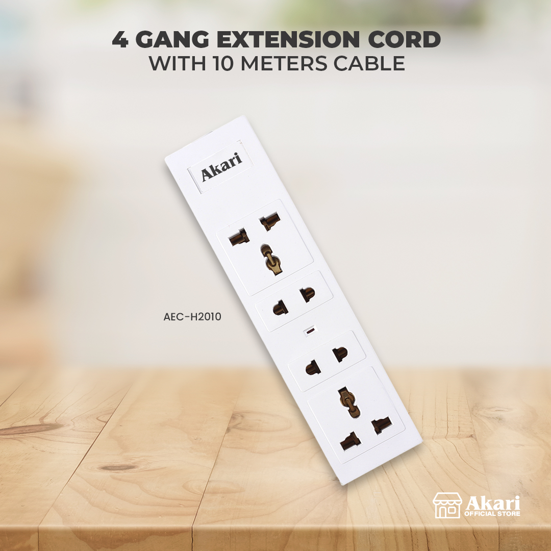 Akari 4 Gang With 10 Meters Cable Extension cord (AEC-H2010)