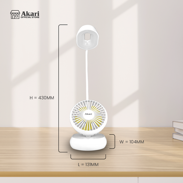 Akari 4” Rechargeable Mini LED Desk Lamp Fan (ADL-5032F)