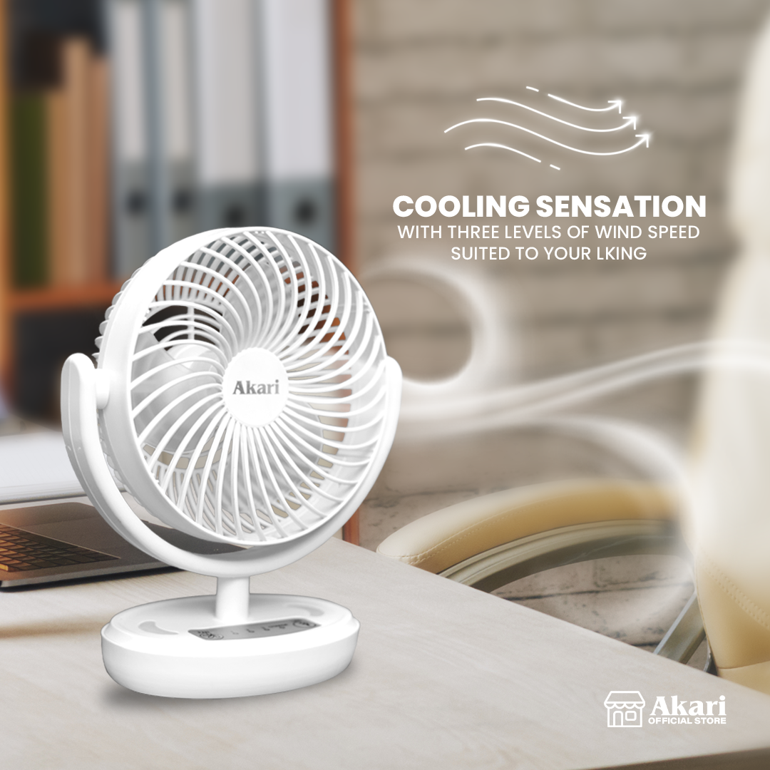 Akari 6” Rechargeable LED Deskfan with Night Light Function (ARF-606)