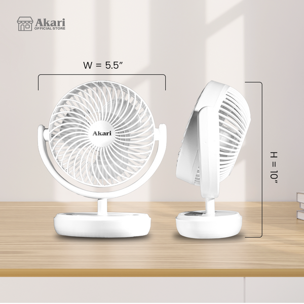 Akari B1G1: 8" Rechargeable Oscillating Desk Fan + Akari 6” Rechargeable Desk fan