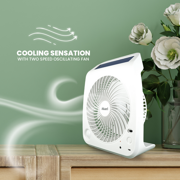 Akari Rechargeable Fan with 1W Solar Panel 7" (ARF-3721G)