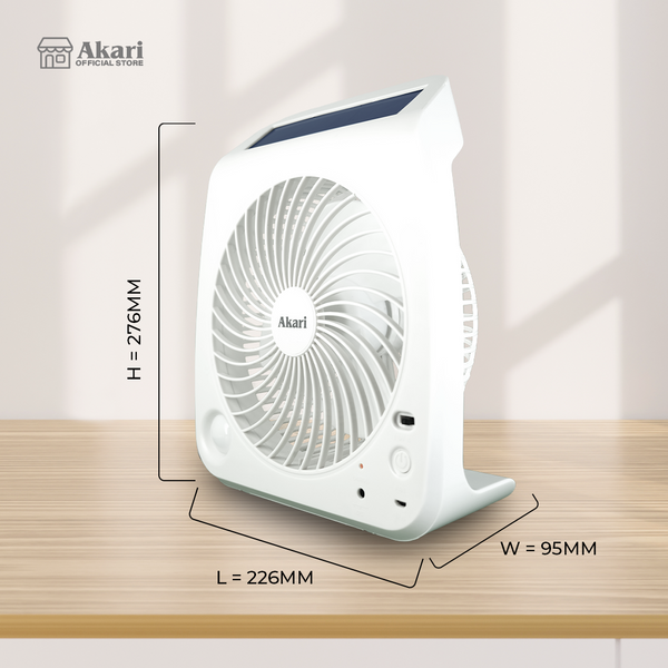 Akari Rechargeable Fan with 1W Solar Panel 7" (ARF-3721G)