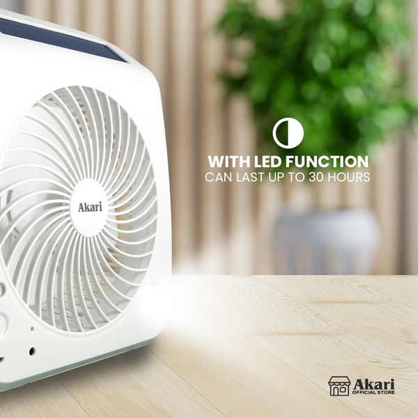 Akari Rechargeable Fan with 1W Solar Panel 7" (ARF-3721G)