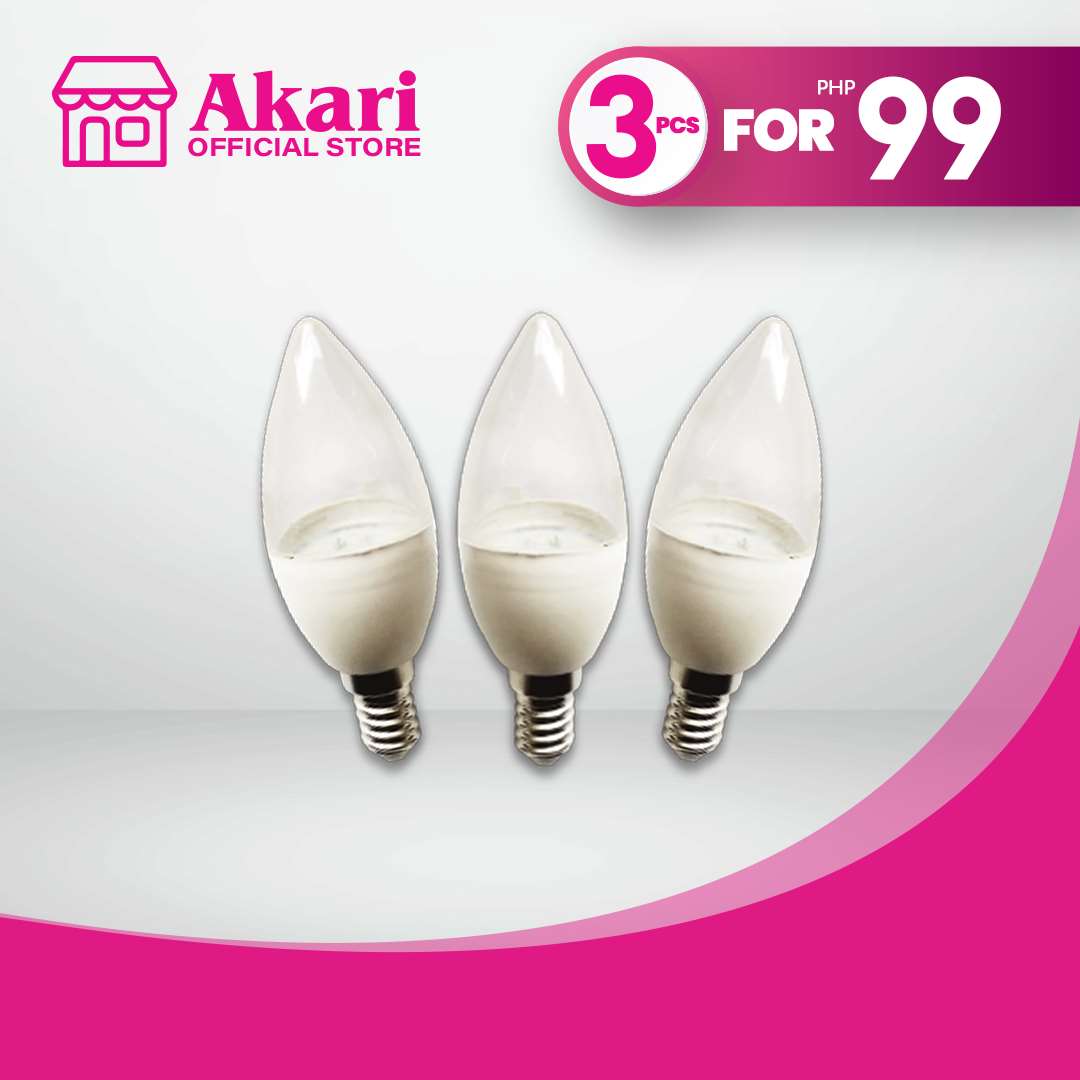 3 FOR 99: Akari Clear Candle Bulb 3 Watts - Daylight (ACT-3D14C)