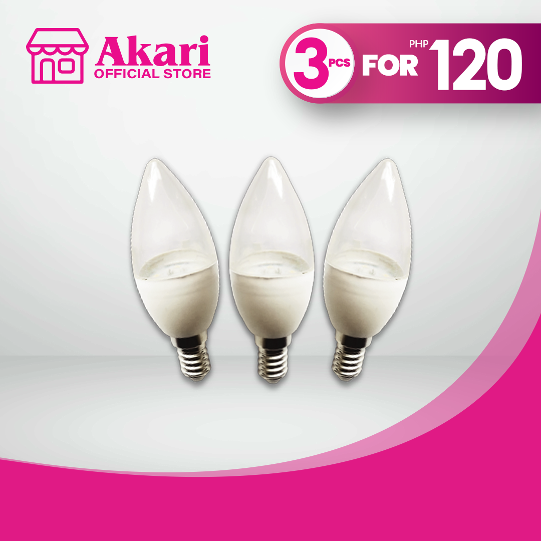 CLEARANCE SALE: 6 FOR P100 Akari Clear Candle Bulb 7W-Daylight (ACT-7D14C)