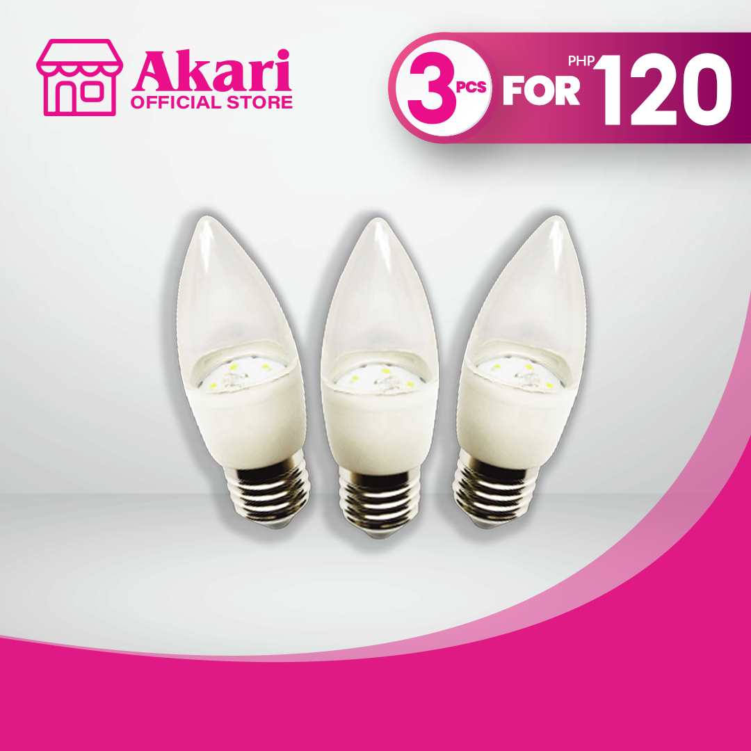 3 FOR 120: Akari Clear Candle Bulb, 7W - Warm White (ACT-7W27C)