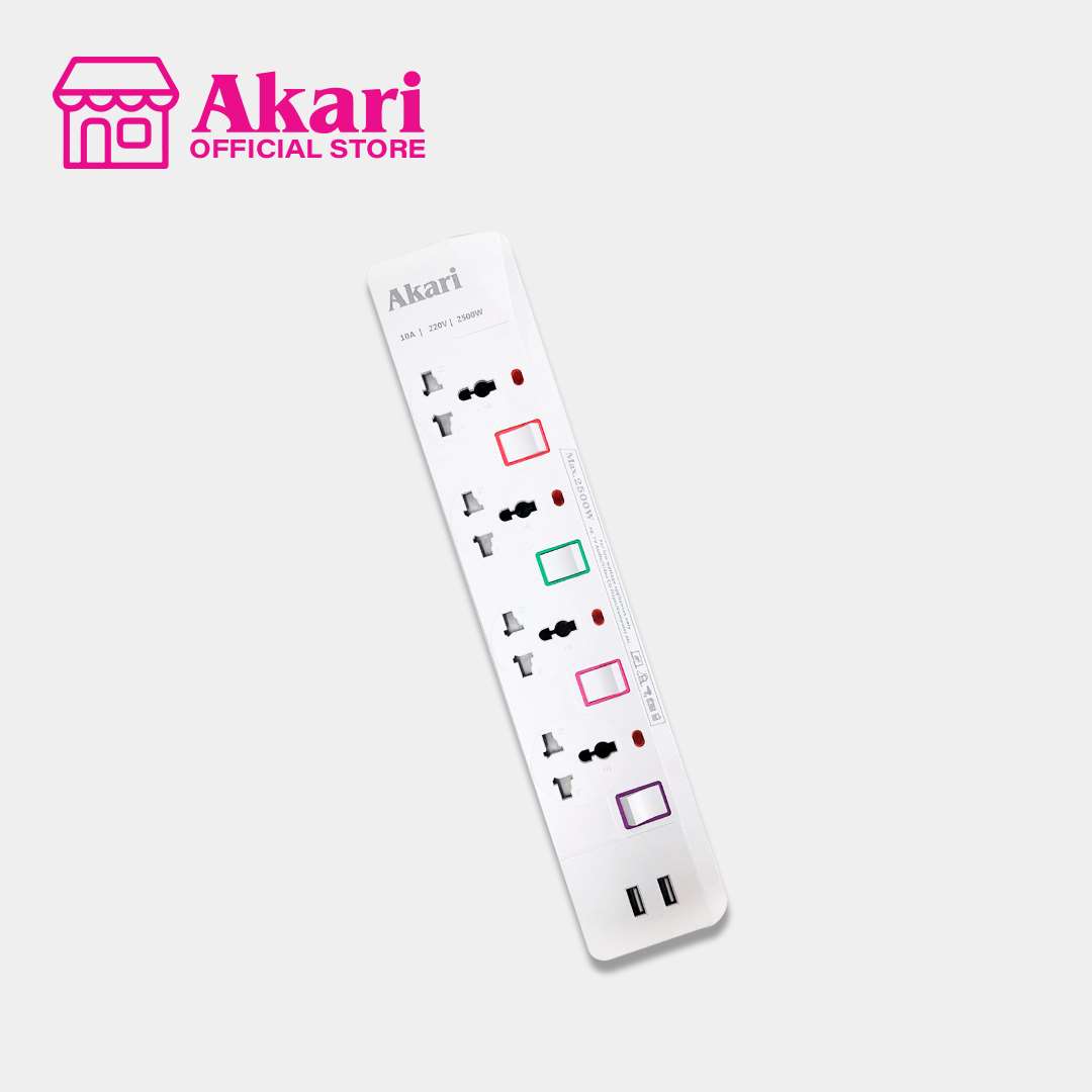 *Akari 4 Gang USB Extension Cord (AEC-H2204)