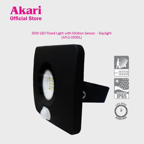 Akari 50W LED Flood Light with PIR sensor 6500K Daylight (AFLS-S50DL)
