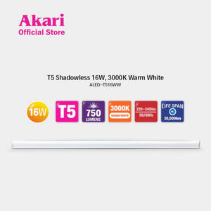 Akari T5 Shadowless 16 Watts - Warm White  (ALED-T516WW)