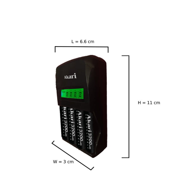 Akari Automatic fast battery charger with FREE 4x3200mah NiMH battery (ARBC-805)