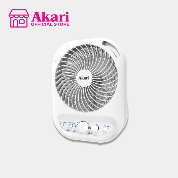 Akari 6" Rechargeable Box Fan with Radio and Night Light (ARBF-5511R)
