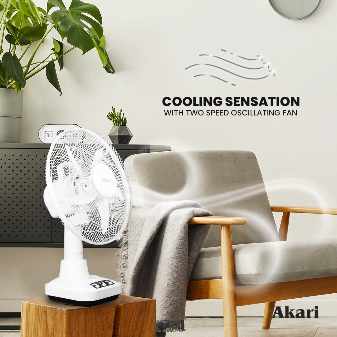 Akari 12" 20W Rechargeable Oscillating Fan (ARF-5313F)