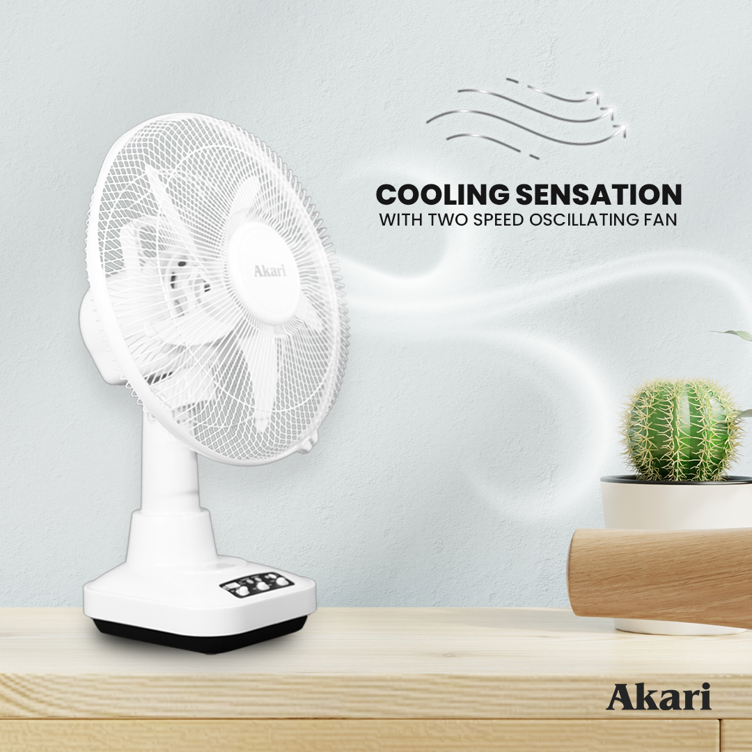 Akari 12" 20W Rechargeable Oscillating Fan (ARF-5313F)