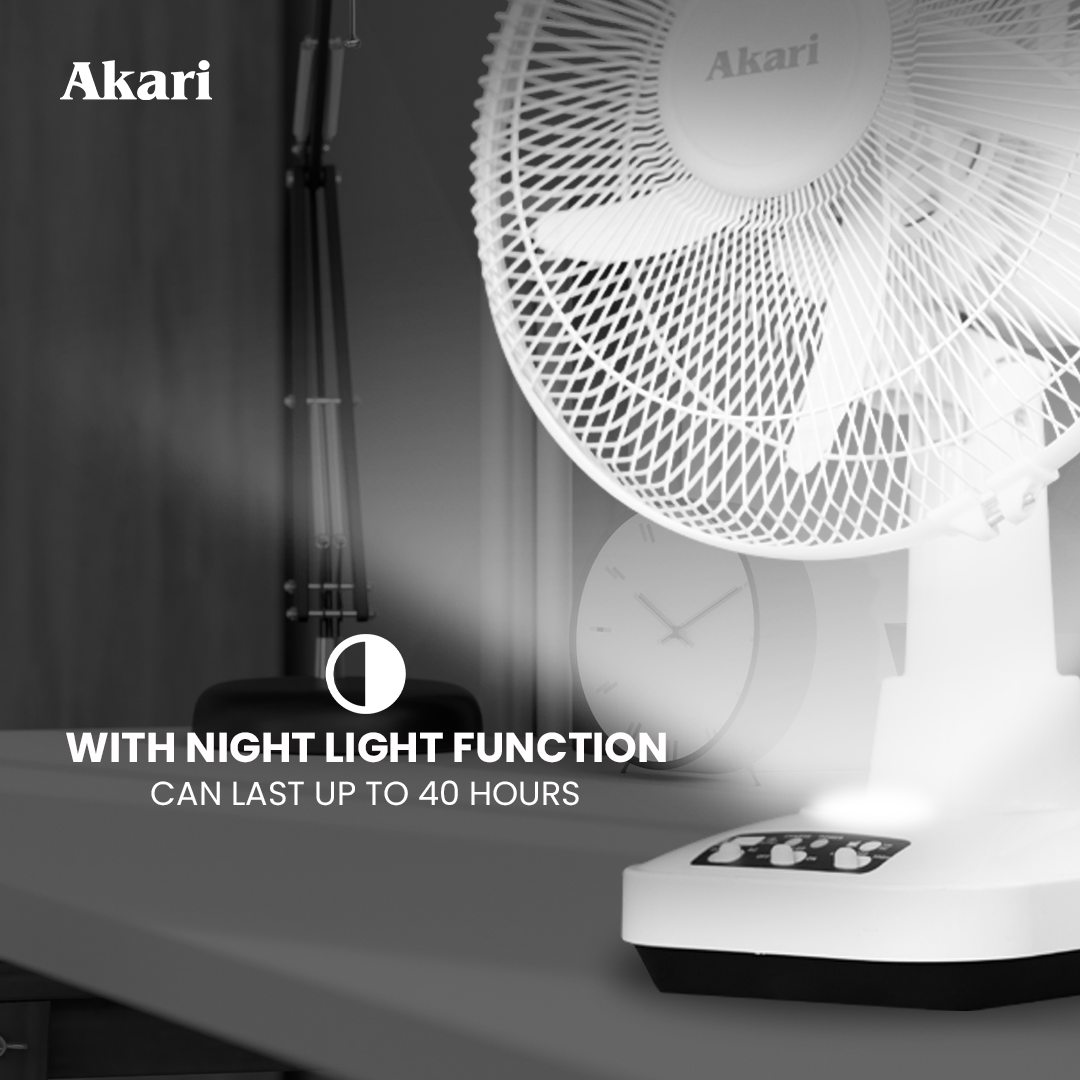 Akari 12" 20W Rechargeable Oscillating Fan (ARF-5313F)