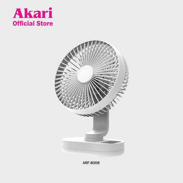Akari 8" Rechargeable Fan with LED Night Light (ARF-8008)