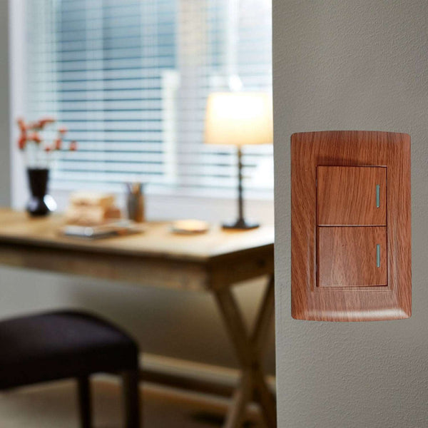 *Akari 2 Gang 1 Way Switch - Wooden (AWD-102WI)