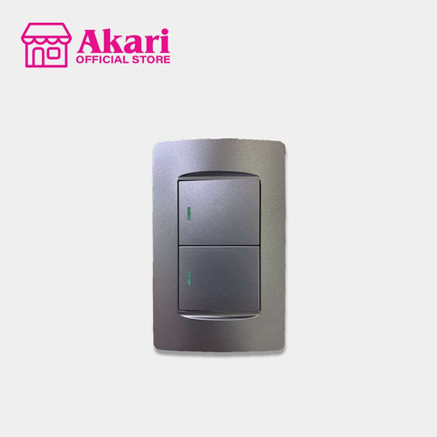*Akari 2 Gang 1 Way Switch with Luminous  (AWD-Z8101-2(S))