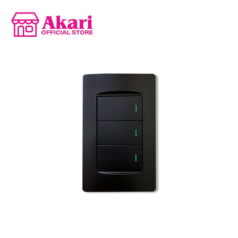 *Akari 3 Gang 1 Way Switch with Luminous  (AWD-Z8101-3(B)