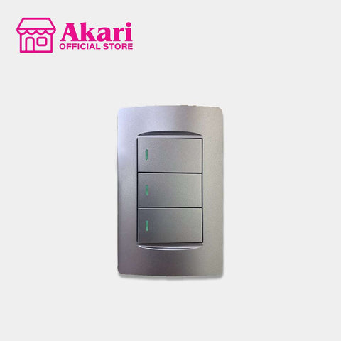 *Akari 3 Gang 1 Way Switch with Luminous  (AWD-Z8101-3(S))