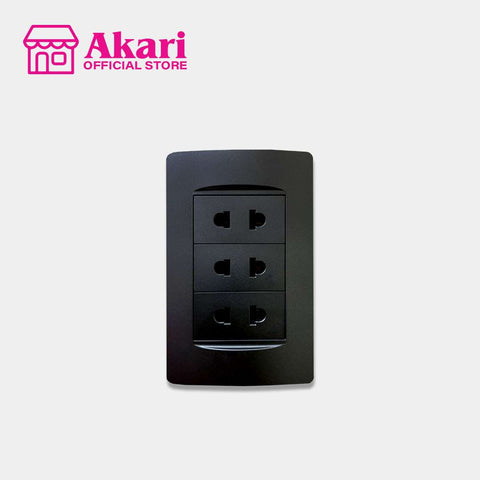Akari 3 Gang 2 Pin Universal Socket (AWD-Z8202-3(B))