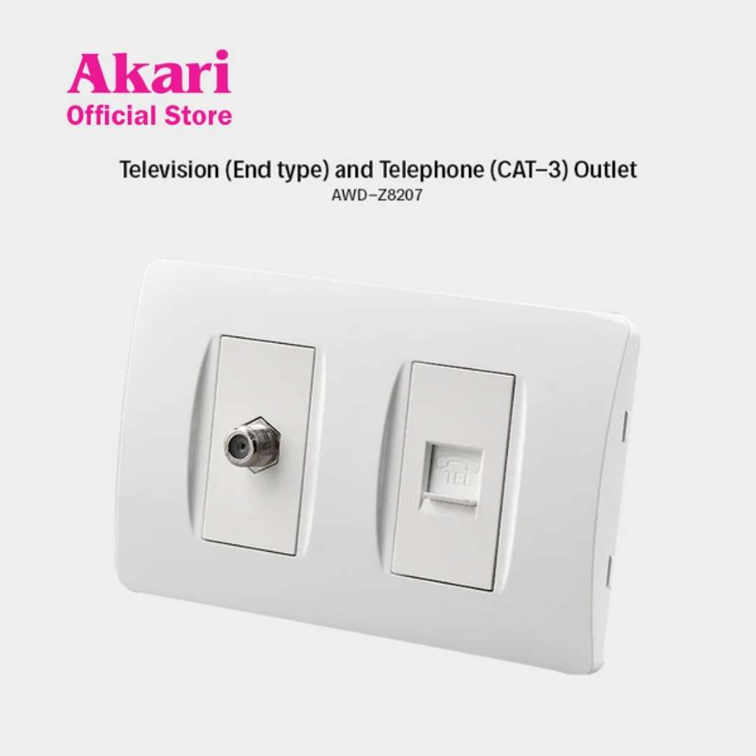Akari Television (End type) and Telephone (CAT-3) Outlet (AWD-Z8207)