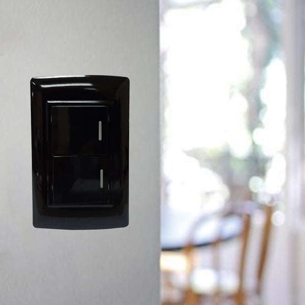 Akari 2 Gang 1 Way Switch - Black (AWD-102BI)