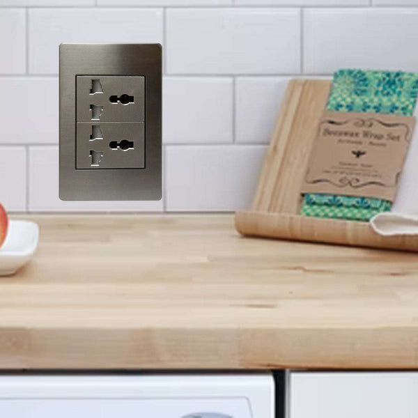 *Akari Double Multipurpose Outlet - Steel (AWS-204)