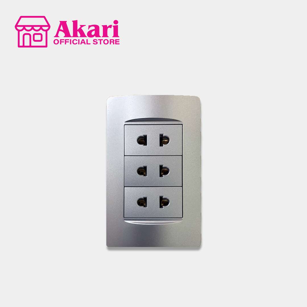 *Akari 3 Gang 2 Pin Universal Socket (AWD-Z8202-3(S))