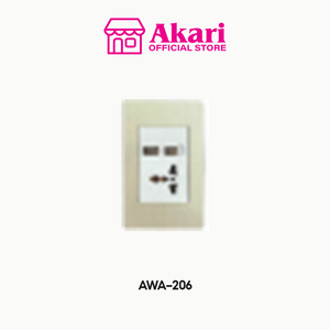 Akari Multipurpose Outlet with 2 USB - Aluminum (AWA-206)