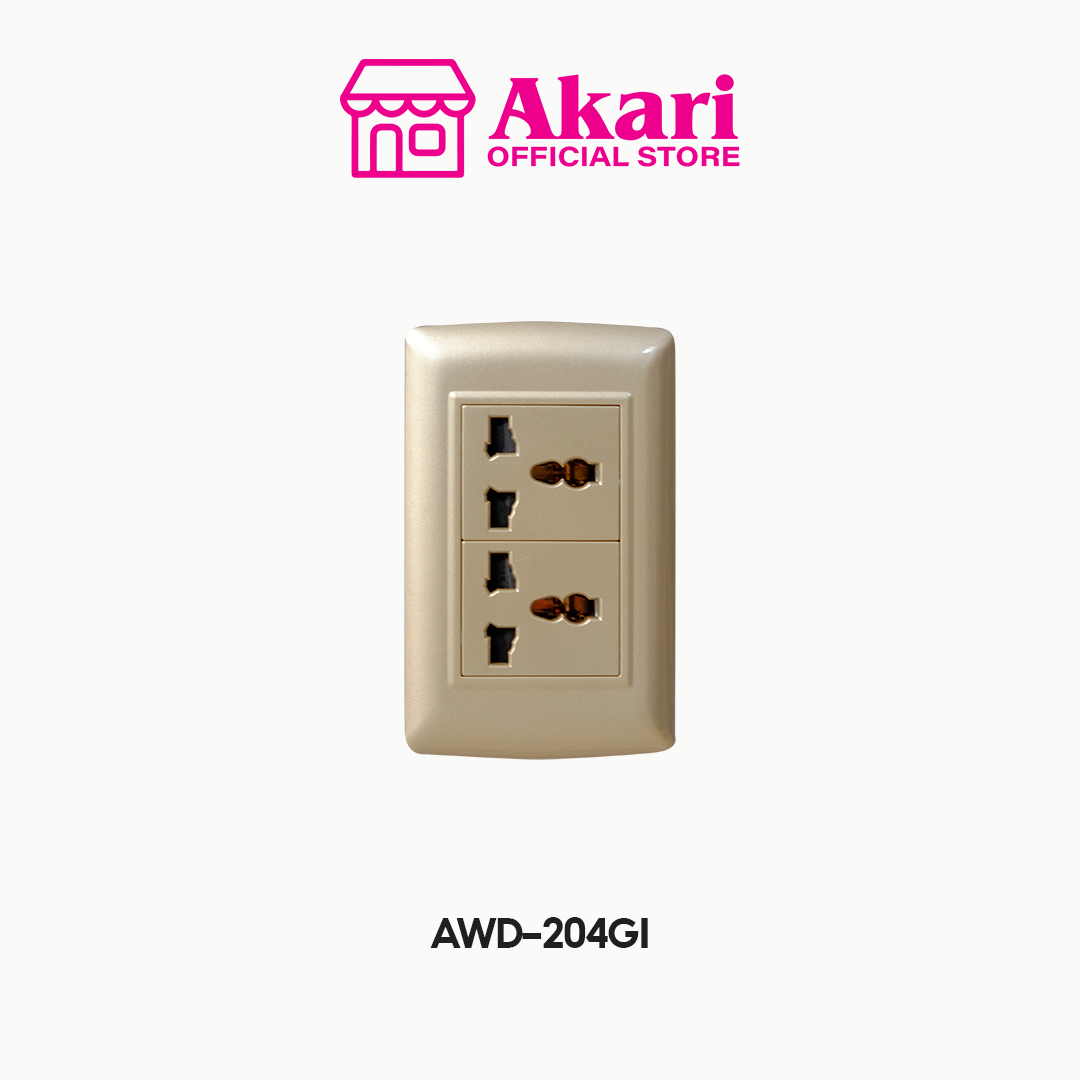 Akari 2 Gang Multipurpose Outlet Gold (AWD-204GI)