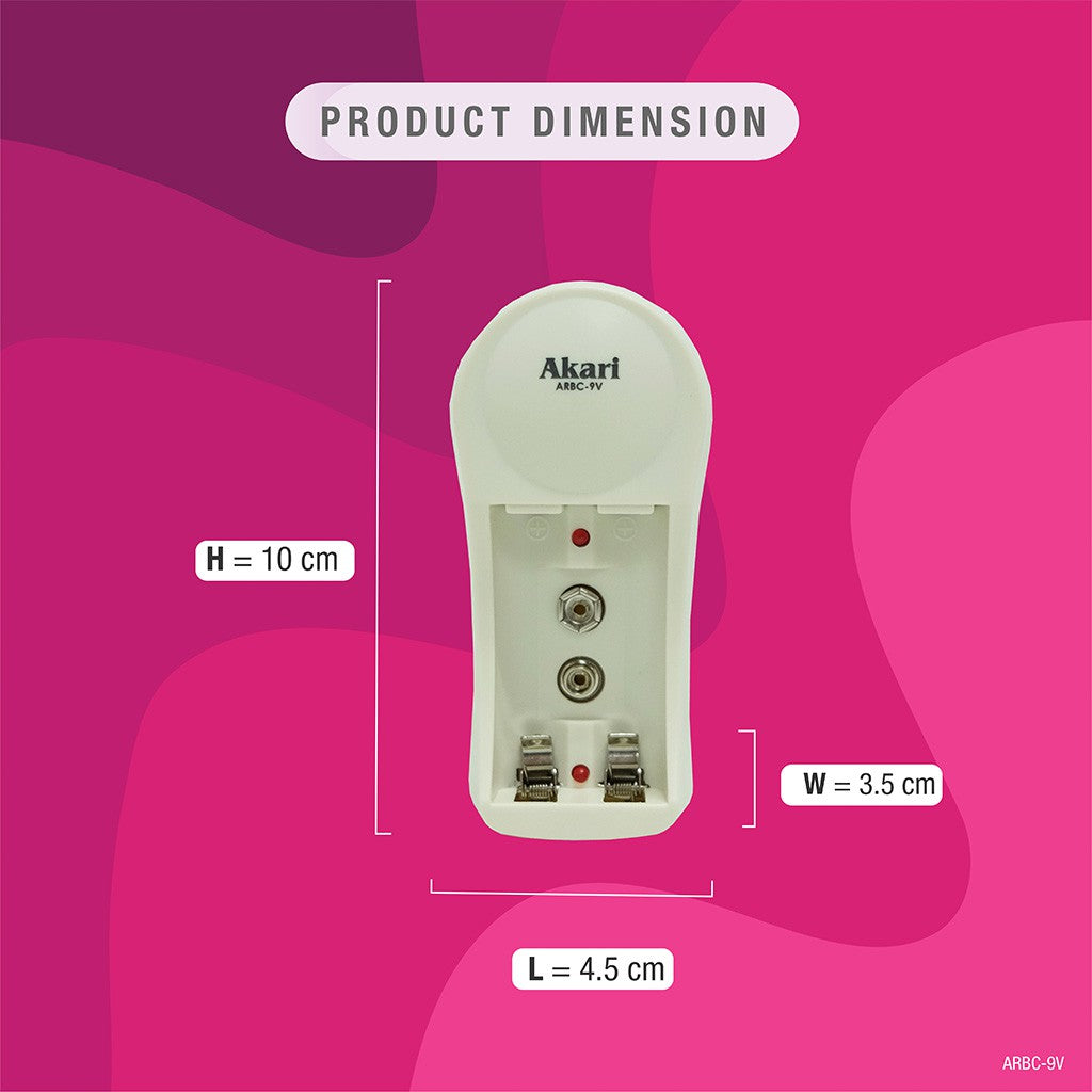 Akari 3 in 1 Mini Battery Charger With FREE1x9V Battery (ARBC-9V)