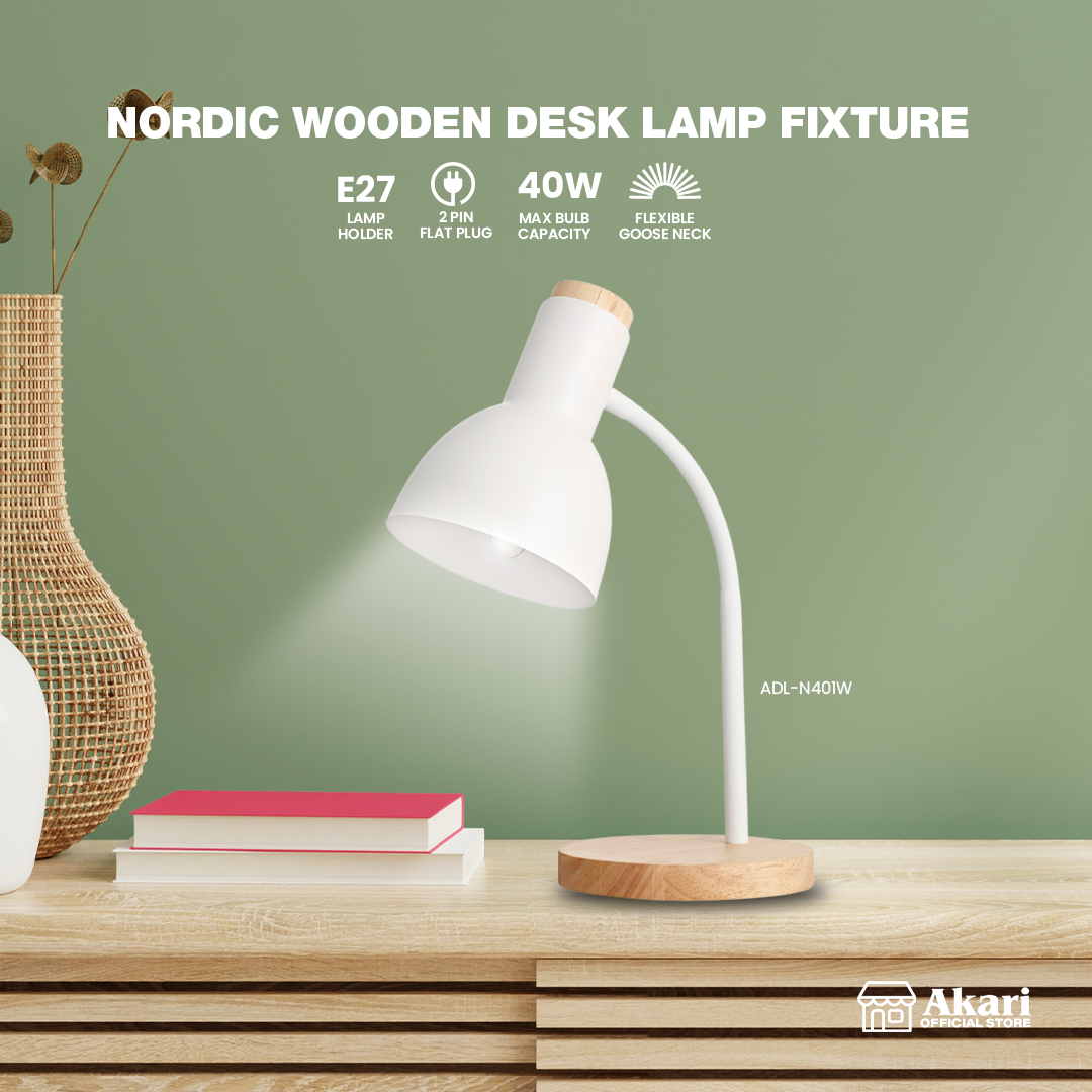 Akari Wooden Desk lamp fixture (ADL-N401W)
