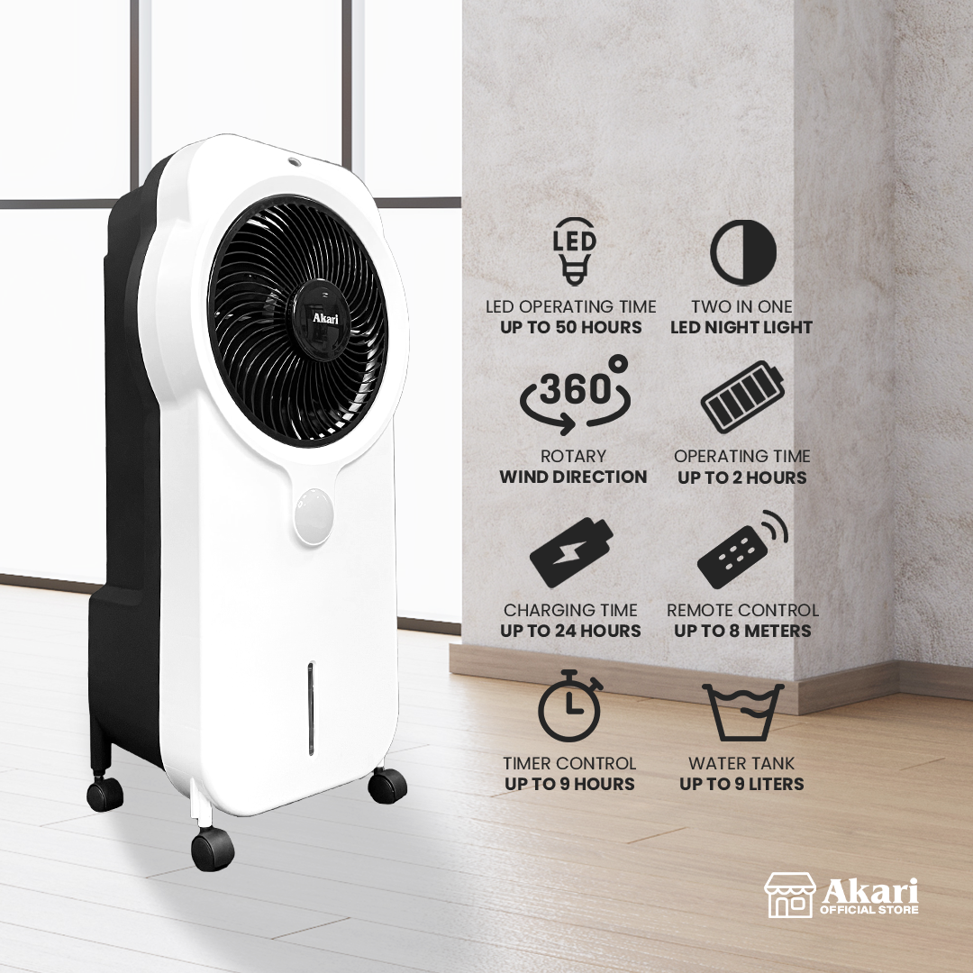 Akari Rechargeable Air Cooler with Purifier and LED Night Light (ARFC