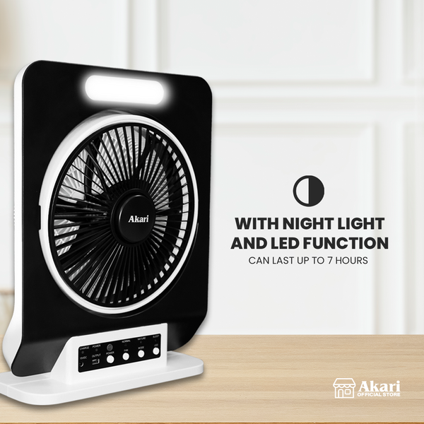 Akari 12" Rechargeable Jumbo Box Fan w/ LED Light (ARBF-5913)