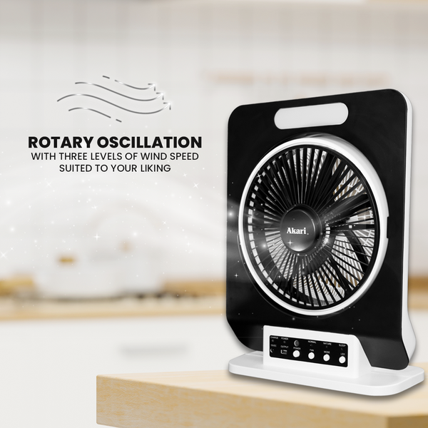 Akari 12" Rechargeable Jumbo Box Fan w/ LED Light (ARBF-5913)