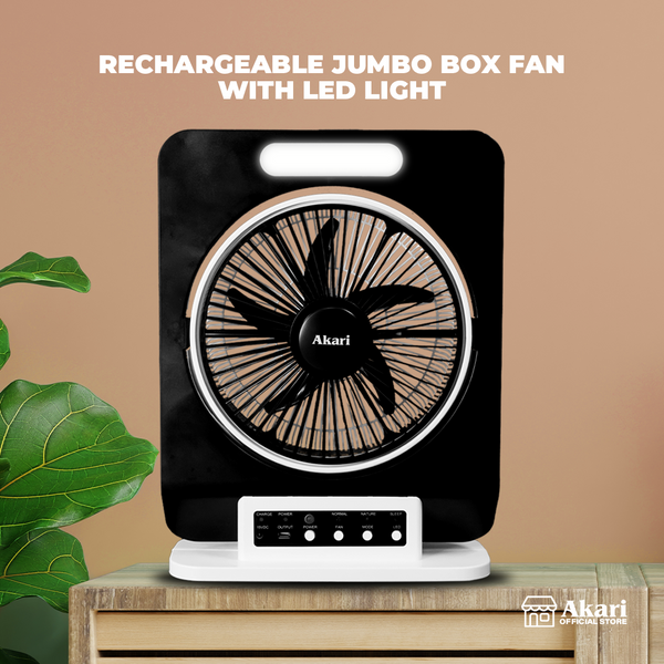 Akari 12" Rechargeable Jumbo Box Fan w/ LED Light (ARBF-5913)