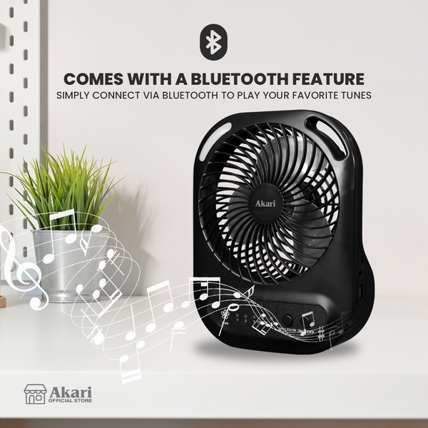 Akari Rechargeable  LED Bluetooth Music Box Fan (ARBF-5512MB)