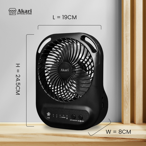 Akari Rechargeable  LED Bluetooth Music Box Fan (ARBF-5512MB)