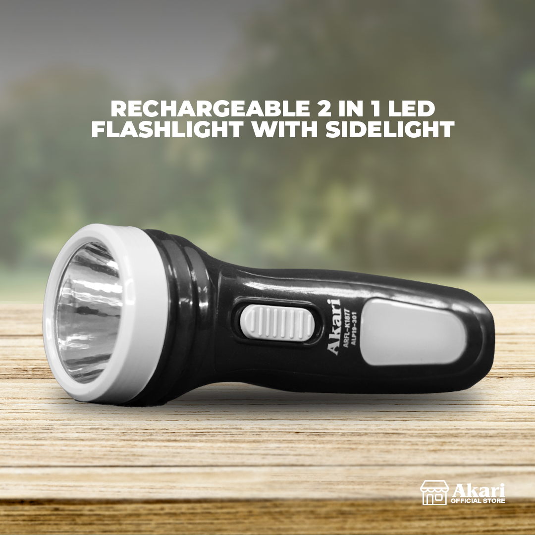 CLEARANCE SALE:Akari  Rechargeable 2 in 1 Led Flashlight with Sidelight (ARFL-K1877)