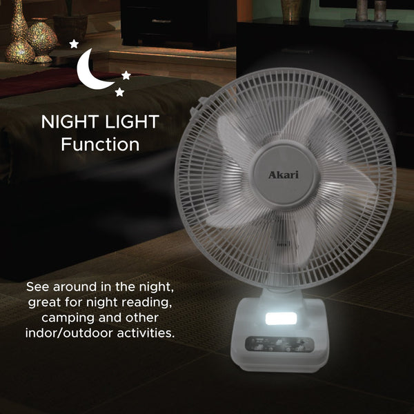 Akari 12" 20W Rechargeable Oscillating Fan (ARF-5313F)